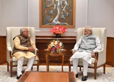 Haryana CM Manohar Lal meets Indian PM Narendra Modi