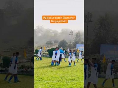 PM Modi plays football with youngsters in Sikkim