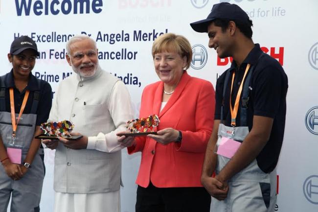 Prime Minister Modi ,Chancellor Merkel visit Bosch facilities in Bangalore