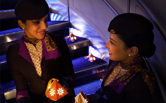 Etihad Airways celebrates Diwali in sky