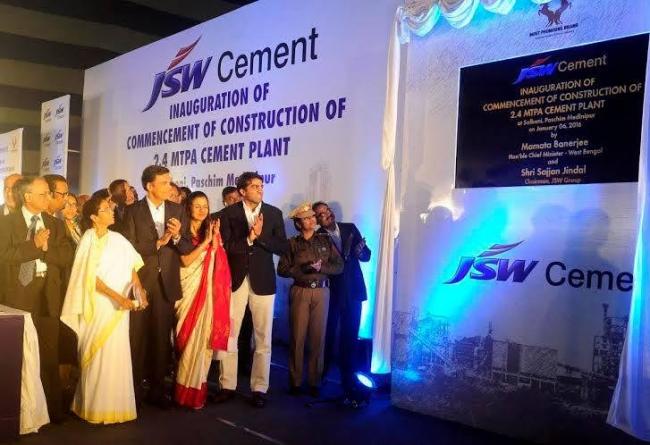 Mamata Banerjee lays foundation stone of JSW group's cement plant at Salboni