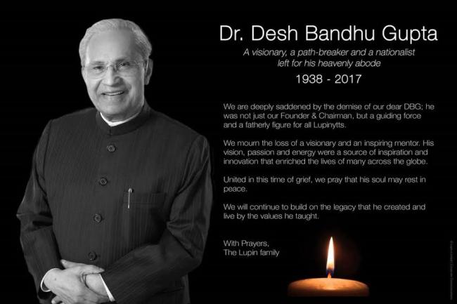 Desh Bandhu Gupta, founder of multinational pharma company Lupin, passes away