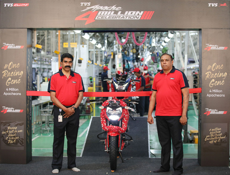 TVS Motor Company’s premium motorcycle brand TVS Apache crosses 4 Million global sales milestone