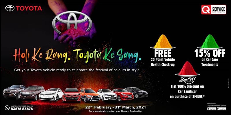 Toyota Kirloskar Motor launches ‘Holi Ke Rang, Toyota Ke Sang’ car service offers