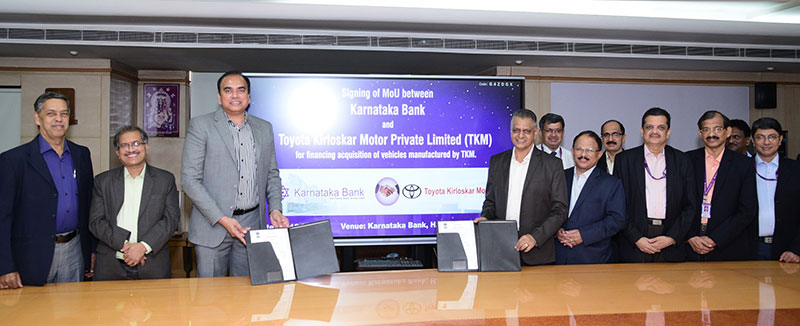 Toyota Kirloskar Motor ties up with Karnataka Bank to introduce attractive finance options for its customers in India