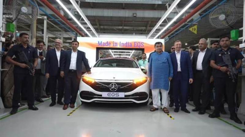 Nitin Gadkari launches first Made in India Mercedes-Benz Luxury Electric Car