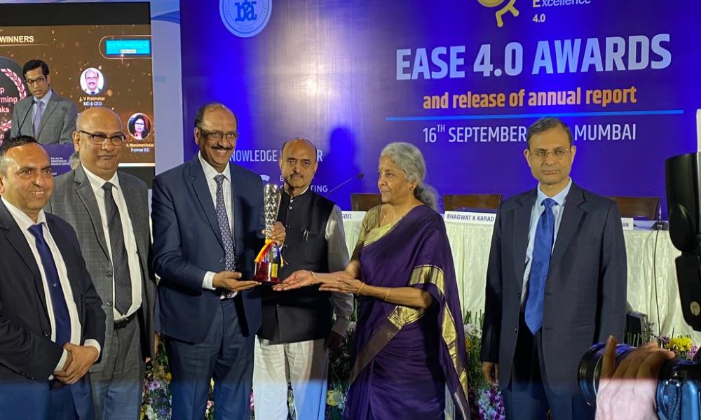 Canara Bank receives 3rd Rank under EASE 4.0 Reforms Index Award for Q4 FY 2021-22 from FM Nirmala Sitharaman