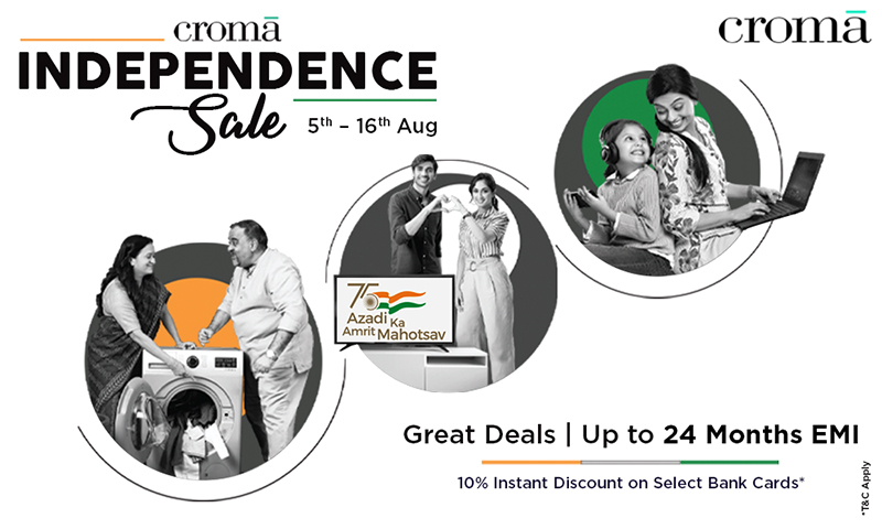 Croma celebrates 75th Independence: Great Deals on TVs, Laptops, smartphones and accessories