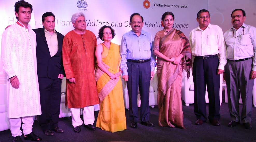 Javed-Shabana at health ministry song launch for children 