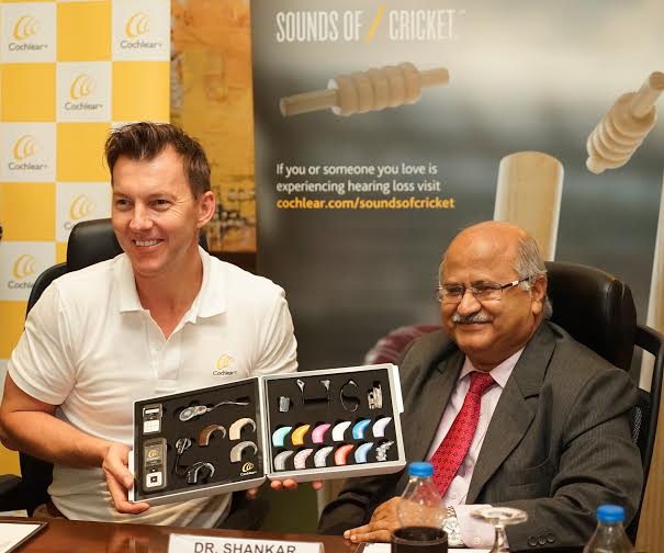 Brett Lee in India on an awareness drive for hearing loss