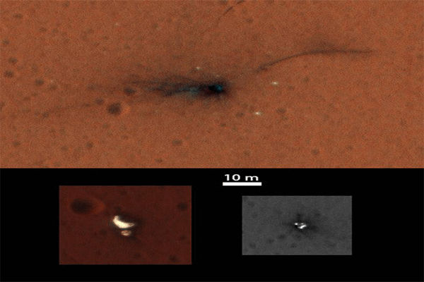 Schiaparelli impact site on Mars, in color