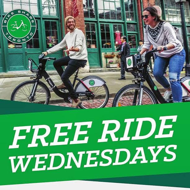 Torontonians will enjoy free Bike Shares on Wednesdays in July