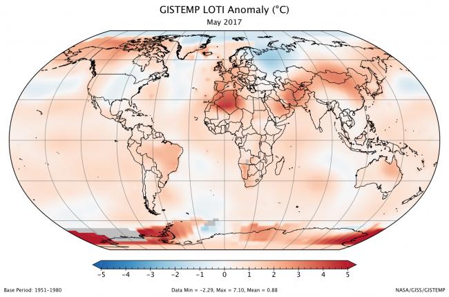 May 2017 was second warmest May on record: NASA