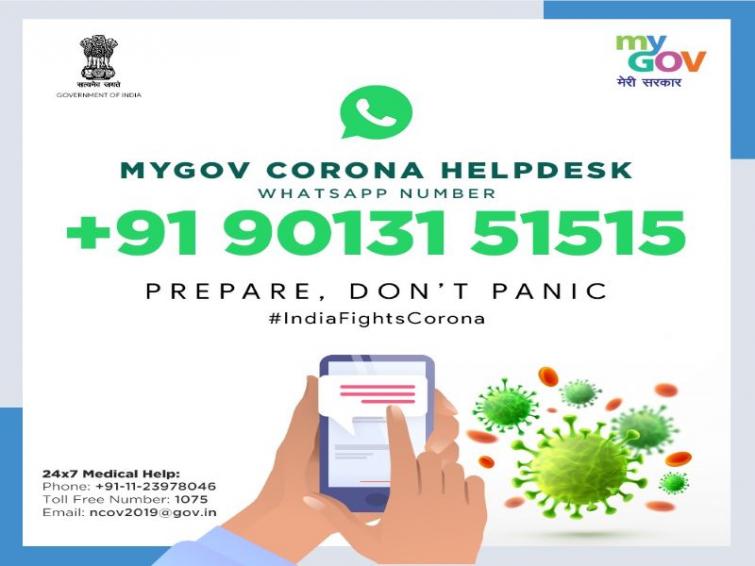 Govt sets up MyGov Corona Helpdesk on WhatsApp