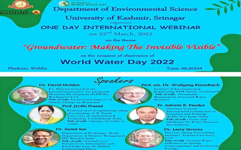 Jammu and Kashmir: Renowned scientists join KU webinar on World Water Day