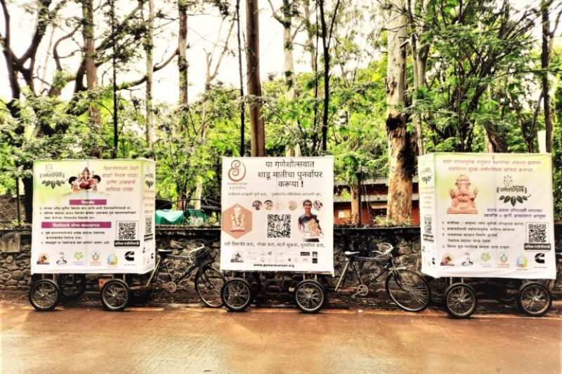 The campaigners used cycle rallies and other modes of outreach programmes to spread the message of recycling clay. Photo from Punaravartan.