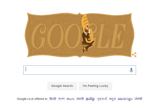Google doodles on Adolphe Sax's 201st birthday