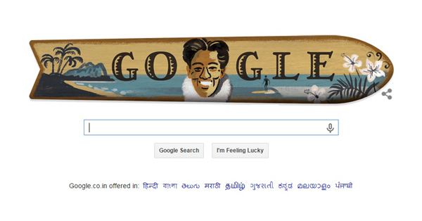 Google doodles to celebrates Duke Kahanamoku's birthday 