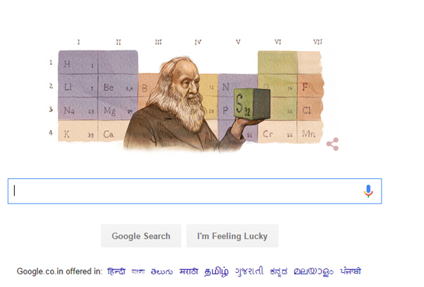 Google: Doodle celebrates Dmitri Mandeleev's 182nd birthday