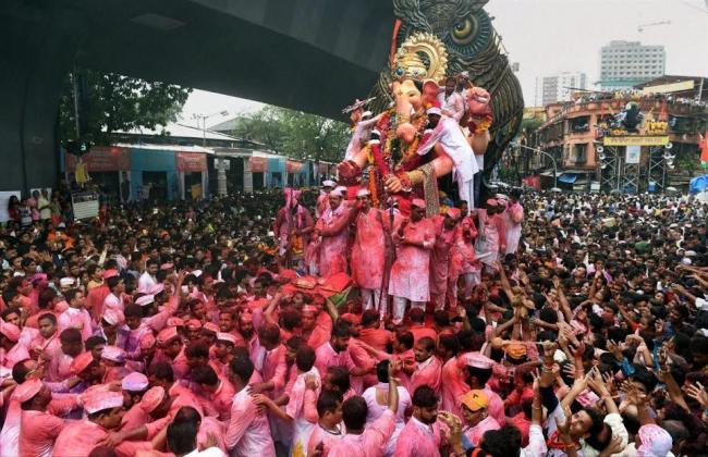 Immersion of Lalbaugcha Raja Ganesh idol in progress in Mumbai
