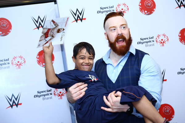 WWE Superstar Sheamus with athletes from Special Olympics Bharat