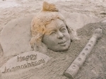 Sudarsan Pattnaikâ€ creates special sand art to wish nation on Janmashtami