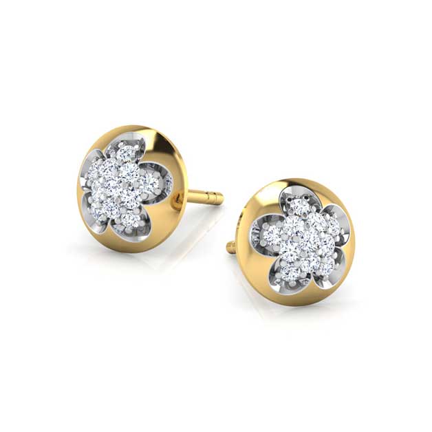 Floret Cluster Stud Earrings from Style by Ami collection Set in 18 Kt Yellow Gold with diamonds Style tip: Make it your jewellery staple. Pair it with a casual tee or an evening dress