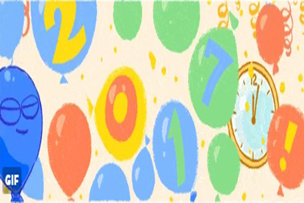Google doodles to celebrate new year