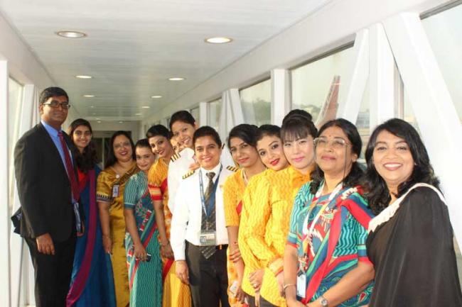 An all women crew of Air India flies to and from Sri Lanka to mark International Womenâ€™s Day