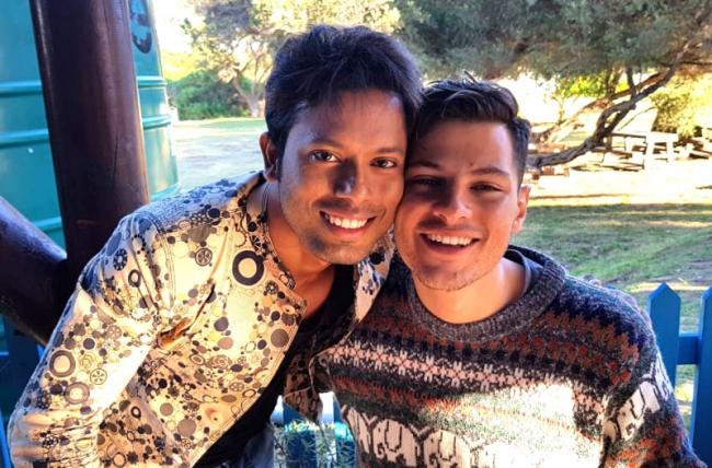 Samarpan (L) with Jordan Bruno (R), the winner of Mr Gay World 2018