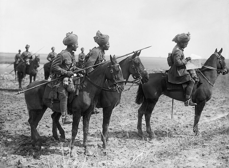 Indian Cavalry on the Western Front by Ernest Brooks. A photograph from the collections of the Imperial War Museums. (Wikipedia Creative Commons)