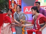 Kolkata: Priyanka Sarkar inaugurates Bagbazar Durga Puja pandal