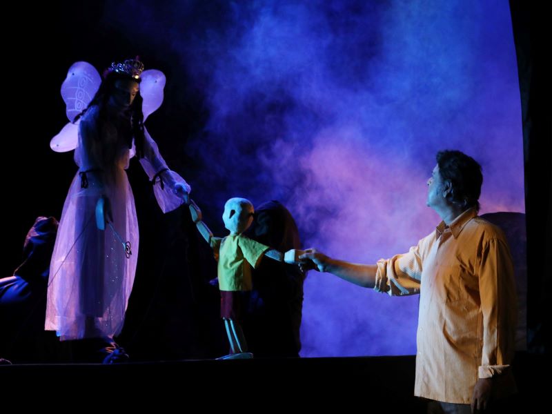 Bengal folk puppeteers retell the story of Pinocchio's Adventures by Italian writer Carlo Collodi