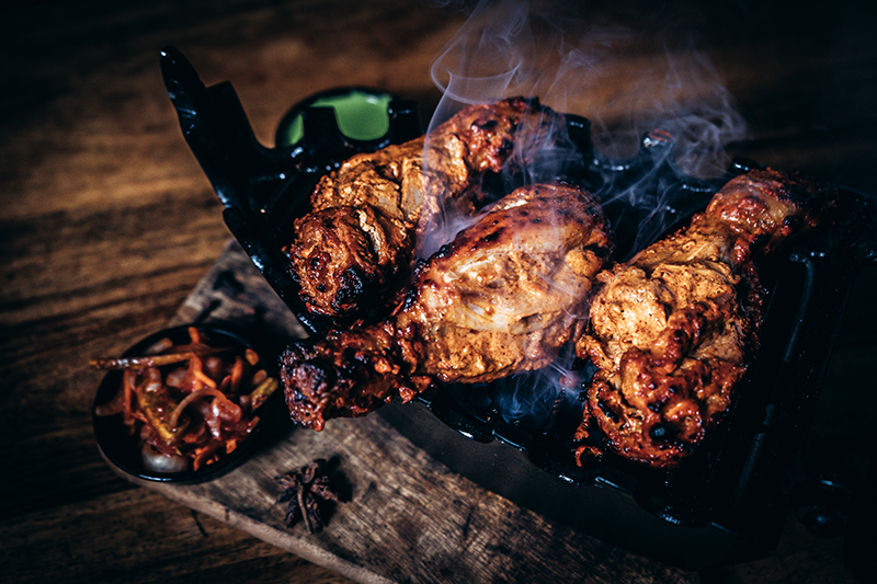 Chicken Tangdi Kabab - Succulent Chicken leg pieces, charcoal grilled from at the live tandoor