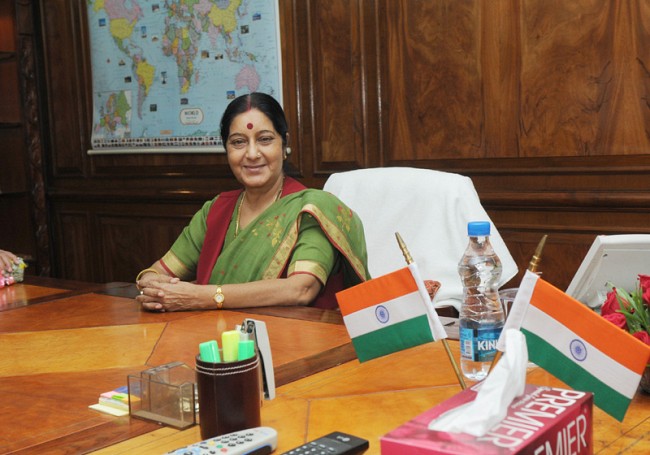 Susma Swaraj returns home after Bangladesh trip 