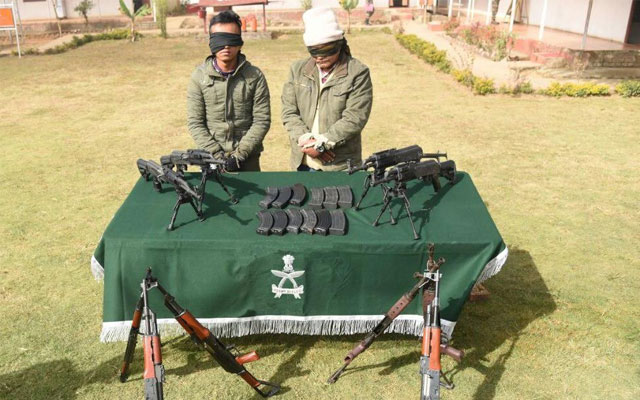 Eight Arakan militants with huge cache of arms-ammu caught from Indo-Myanmar border