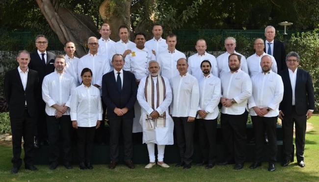 Elite members of the Club des Chefs des Chefs call on the Indian PM