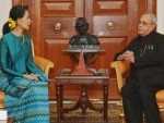 State Counsellor of Myanmar Aung San Suu Kyi calls on President Pranab Mukherjee in New Delhi 