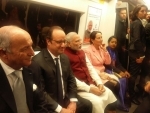 Modi, Hollande take metro to Gurgaon