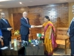 Sushma Swaraj meets Sartaj Aziz 