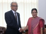 Maldivian Foreign Minister Mohamed Asim meets Sushma Swaraj