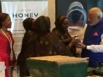 Solar Mamas present a skill demonstration to PM Modi in Dar-es-Salaam