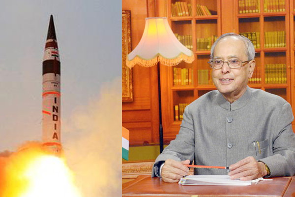 Prez Mukherjee congratulates DRDO after Agni V test fire