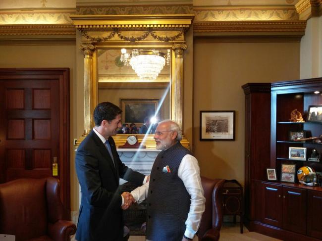 PM Modi arrives at Capitol Hill