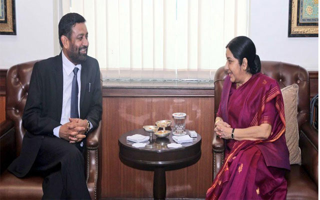 Nepal's Special Envoy and Deputy PM Bimalendra Nidhi meets Sushma Swaraj