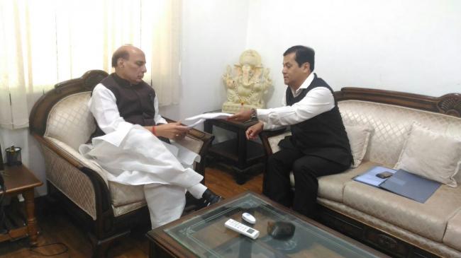 Assam Chief Minister Sarbananda Sonowal meets Rajnath Singh