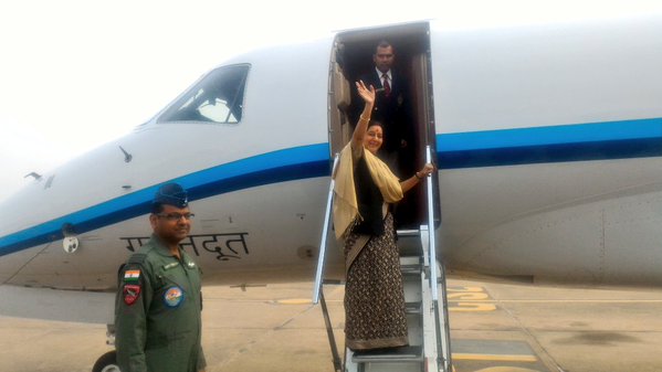 Sushma Swaraj leaves for Palestine, Israel