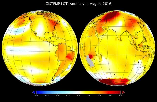 NASA says August 2016 warmest in 136 years of modern records 