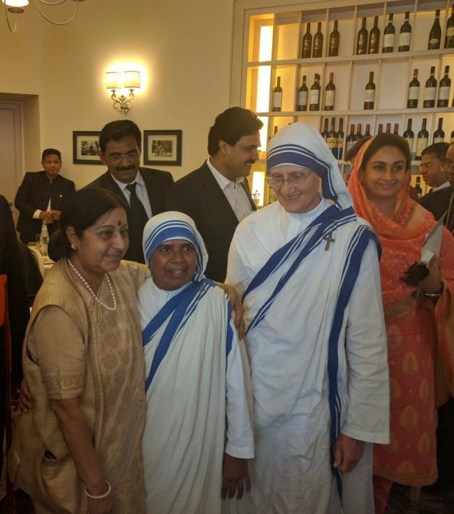 Sushma Swaraj meets Sister Sally