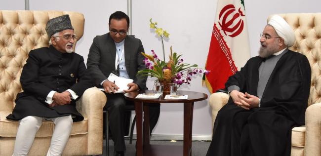 Indian Vice President meets Iranian President Hassan Rouhani 